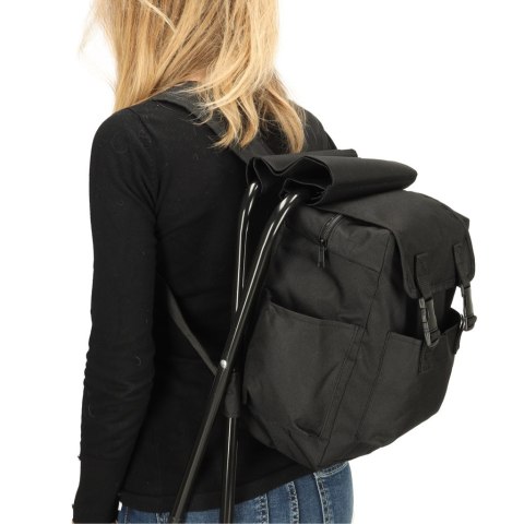 Krzesło turystyczne bez oparcia wędkarskie czarne