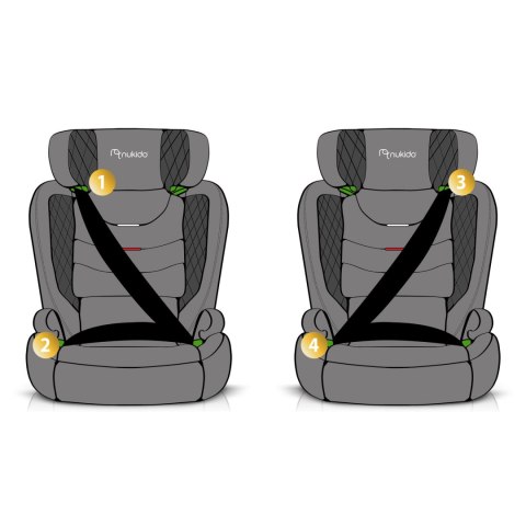 Fotelik samochodowy Nukido Lousi czarny 15-36 kg ISOFIX Fotelik samochodowy Nukido Lousi czarny 15-36 kg ISOFIX