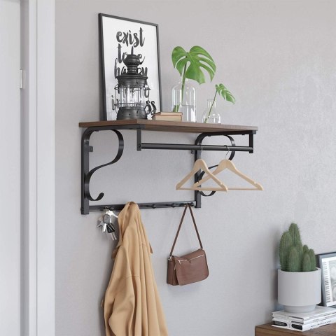 Półka z wieszakami na ubrania drewniana LOFT Półka z wieszakami na ubrania drewniana LOFT