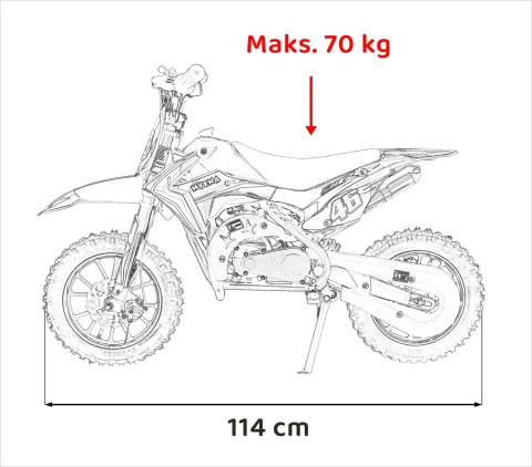 max 70 kg  do 40 km/hcross  Motor Spalinowy RENEGADE 50R dla dzieci