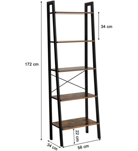 Regał w stylu rustykalnym 5 półek metalowy stelaż loft Regał w stylu rustykalnym 5 półek metalowy stelaż loft