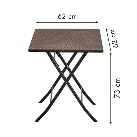 Stolik ogrodowy składany stół kawowy ratan balkon 62 cm Stolik ogrodowy składany stół kawowy ratan balkon 62 cm