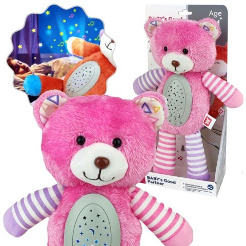 BABY Przytulanka Usypiacz Projektor 2w1 Różowy Miś - 10 Kołysanek