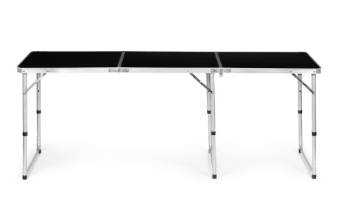 Stolik turystyczny stół składany kemping czarny blat 180 x 60 cm Stolik turystyczny stół składany kemping czarny blat 180 x 60 cm