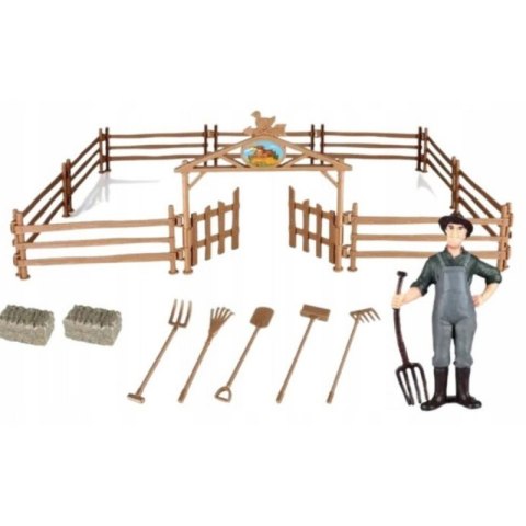 Zestaw Mini Farma Traktor Zwierzęta Osada Farma Rolnik Narzędzia