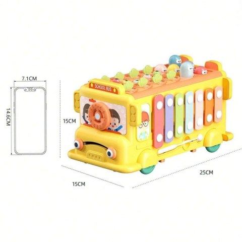 BABY Interaktywny Autobus Edukacyjny 6w1 Młoteczek Cymbałki +18 m