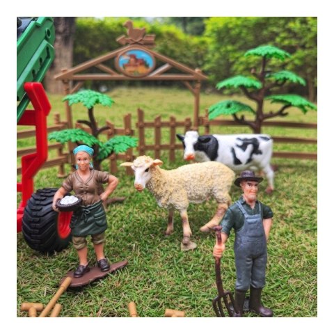 Zestaw Maszyn Rolniczych Rraktor Ciągnik Zagroda Mini Farma