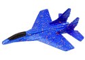 Samolot Myśliwiec Styropianowy Z Procą Wyrzutnia Niebieski