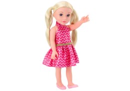 Lalka Różowa Sukienka Kucyki Blond Włosy Duża Laleczka 46cm