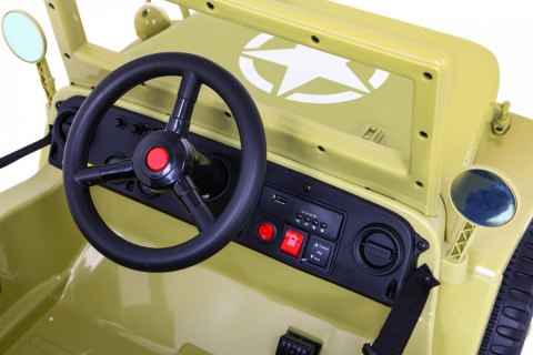 Samochód AUTO na akumulator Retro Wojskowy Beżowy