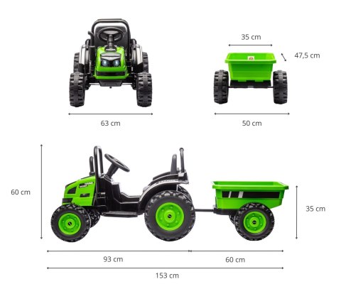 Milly Mally traktor na akumulator Traktor z przyczepą Farmer Green Milly Mally traktor na akumulator Traktor z przyczepą Farmer Green