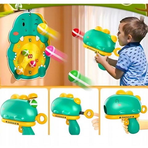 Gra w Rzutki Pistolet Dinozaur na Kulki Rzepy Tarcza Punkty Strzelanie