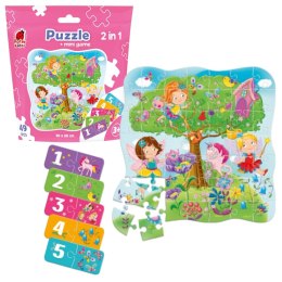 puzzle 2w1 wróżki w saszetce układanka mini gra nauka liczenia roter kafer