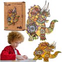 puzzle drewniane układanka triceratops dinozaur kolorowy zestaw puzzli a4