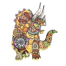 puzzle drewniane układanka triceratops dinozaur kolorowy zestaw puzzli a4