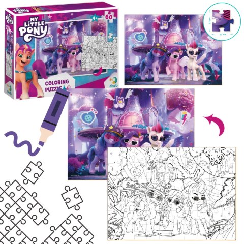 puzzle 2w1 "my little pony" 60 elementów kolorowanka i układanka w jednym