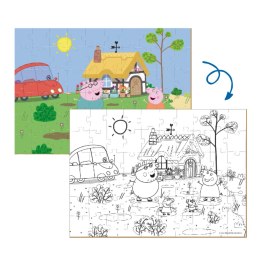 puzzle 2w1 świnka peppa 60 elementów do ułożenia + kolorowanka w jednym