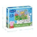 puzzle 2w1 świnka peppa 60 elementów do ułożenia + kolorowanka w jednym