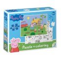 puzzle 2w1 świnka peppa 60 elementów do ułożenia + kolorowanka w jednym