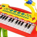 elektroniczne organki klawisze pianino keyboard mikrofon stołek melodie