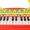 elektroniczne organki klawisze pianino keyboard mikrofon stołek melodie