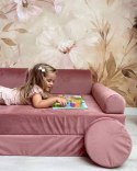 Sofa Dziecięca Premium Różowa Rozkładana Przyjemna W Dot Pufy pufa
