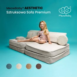 Sofa Premium Sztruksowa Dziecięca Brązowa Modułowa Budowa Wygodna