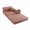 Sofa Premium Sztruksowa Dziecięca Pudrowy Róż Modułowa Budowa Wygodna