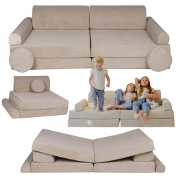 Sofa Premium Sztruksowa Dziecięca Rozkładana Siedzisko Miejsce Zabaw