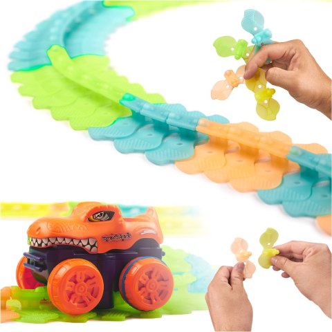 Tor samochodowy wyścigowy świecący do złożenia z samochodem 150 elemen