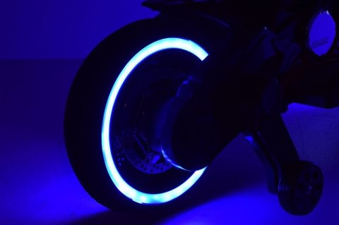 WIELKI MOTOR ŚCIGACZ PERFECT WOLNY START, ŚWIECĄCE, MIĘKKIE KOŁA, GAZ W MANETCE/1628G