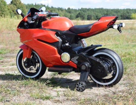 WIELKI MOTOR ŚCIGACZ PERFECT WOLNY START, ŚWIECĄCE, MIĘKKIE KOŁA, GAZ W MANETCE/1628G