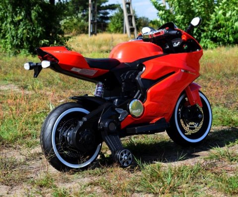 WIELKI MOTOR ŚCIGACZ PERFECT WOLNY START, ŚWIECĄCE, MIĘKKIE KOŁA, GAZ W MANETCE/1628G