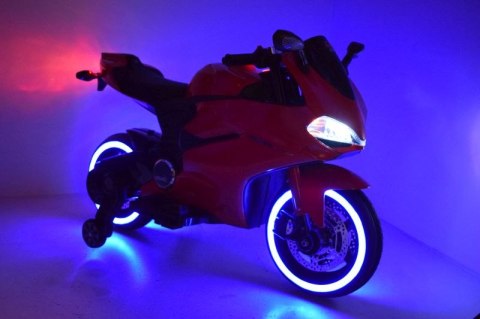 WIELKI MOTOR ŚCIGACZ PERFECT WOLNY START, ŚWIECĄCE, MIĘKKIE KOŁA, GAZ W MANETCE/1628G