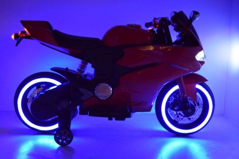 WIELKI MOTOR ŚCIGACZ PERFECT WOLNY START, ŚWIECĄCE, MIĘKKIE KOŁA, GAZ W MANETCE/1628G