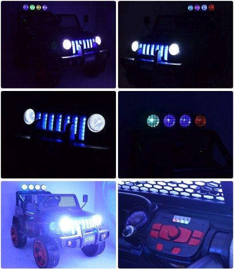 MEGA JEEP SUNSHINE, NAPĘD 4X4, 2X12V, WOLNY START/ MIĘKKIE KOŁA, BLUETOOTH, RADIO EXCLUSIVE/2388