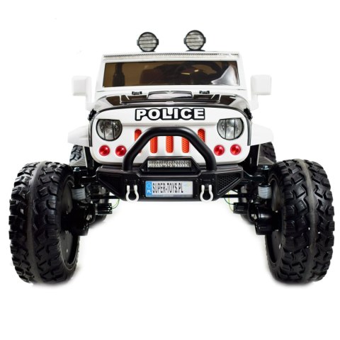 JEEP BUGGY POLICJA MEGA KOŁA Z AMORTYZATORAMI PILOT 4X4, PANEL, PRZESUWANE SIEDZENIE, /SX-1719