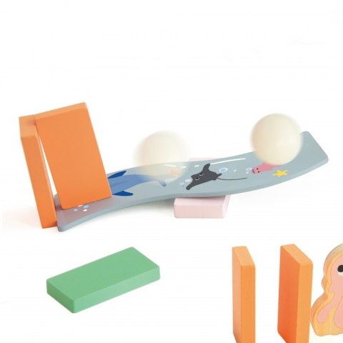 Drewniane Domino Tor Logiczny Przeszkód Układanka Montessori 100 el.