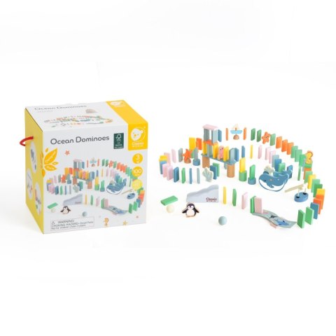 Drewniane Domino Tor Logiczny Przeszkód Układanka Montessori 100 el.