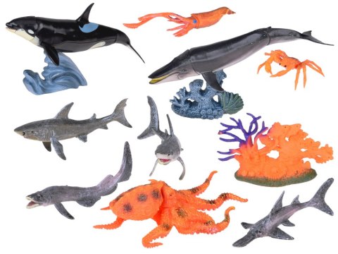 Zwierzęta morskie zestaw figurki 10 szt Rekin Krab Orka Ośmiornica