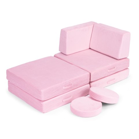 Sofa modułowa duża składana dla dzieci DIY 8 miękkich poduch - różowa 