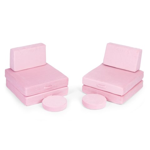 Sofa modułowa duża składana dla dzieci DIY 8 miękkich poduch - różowa 