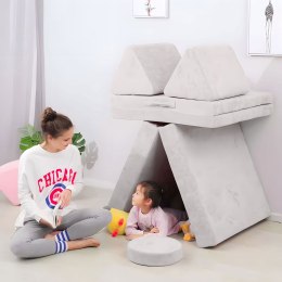 Sofa modułowa duża składana dla dzieci DIY 8 miękkich poduch - szara 