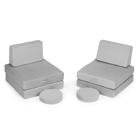 Sofa modułowa duża składana dla dzieci DIY 8 miękkich poduch - szara 