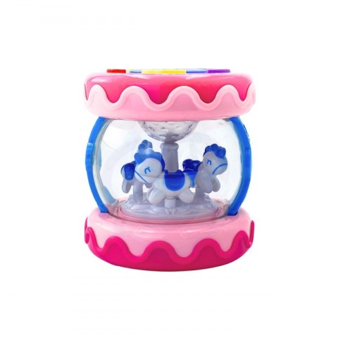 WOOPIE Bębenek Pozytywka Projektor 3w1 Zabawka Muzyczna dla Niemowląt + Walec Roller do Nauki Raczkowania