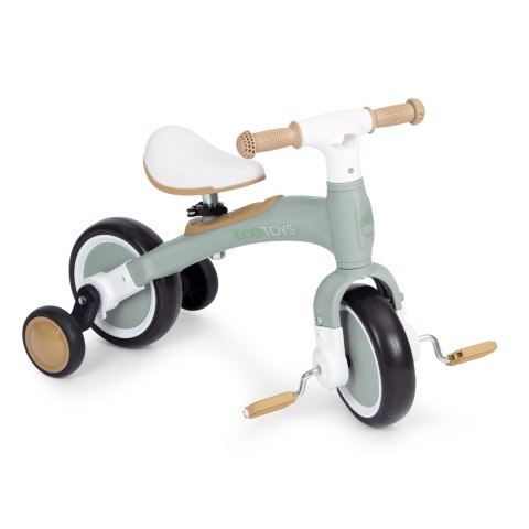 Rower rowerek biegowy z pedałami - treningowy kółka boczne 3W1 zielony ECOTOYS Rower rowerek biegowy z pedałami - treningowy kółka boczne 3W1 zielony ECOTOYS