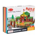 Duży Zestaw Klocki Puzzle Drewniane Budowy Szkoły Ogrodzenie Figurki