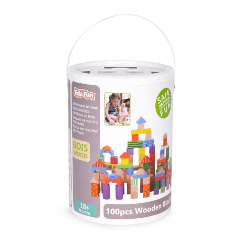 Drewniane klocki dla dzieci 100 szt. sorter wiaderko ECOTOYS Drewniane klocki dla dzieci 100 szt. sorter wiaderko ECOTOYS