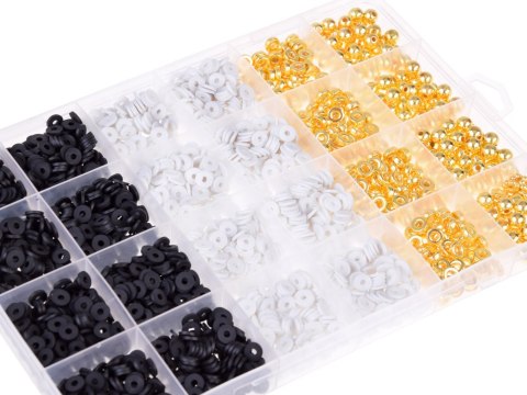 Zestaw Koraliki złote czarne białe Bransoletka Przyjaźni Zrób sam