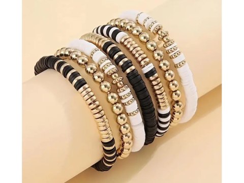 Zestaw Koraliki złote czarne białe Bransoletka Przyjaźni Zrób sam